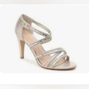Kelly & Katie Reekie Metallic Gold Silver Rhinestone Dress High Heels Women's 8